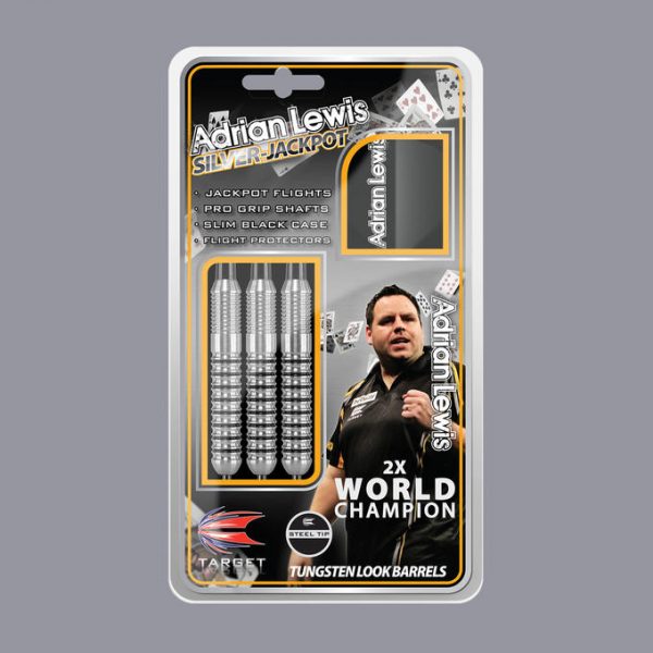 TARGET Dart Adrian Lewis Silver Jackpot Steel Tip 18G - Click Image to Close